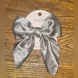 Sophi Silver Satin Bow Hair Clip BNIB